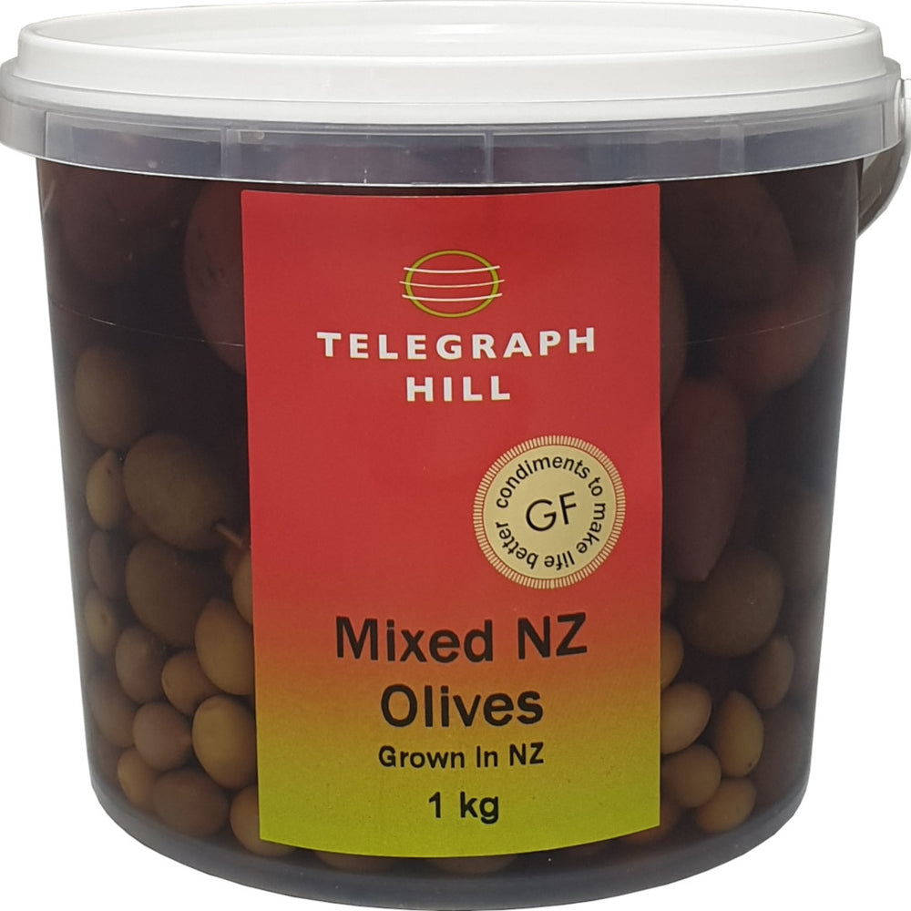 NZ Olives Telegraph Hill Mixed NZ Olives 1kg Plastic container