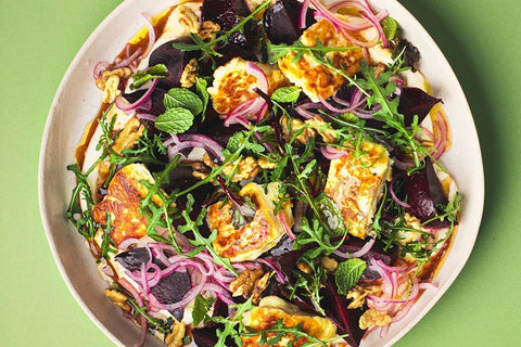 Seared Halloumi & Roasted Beetroot Salad with Pomegranate & NZ Bush Honey Vinaigrette