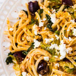 Linguine with Savoy Cabbage, Olives and Feta
