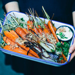 Roasted Carrots with Dukkah, Quinoa & Feta Yogurt Cream