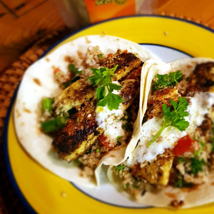 Telegraph Hill Hemp Dukkah Crusted Halloumi with Bulghur Wheat Tabbouleh